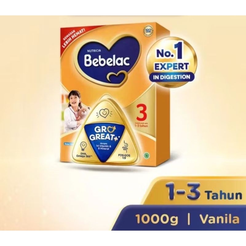 

susu Bebelac vanila dan madu kemasan 1000g (1kg) - ED 28 April 2026