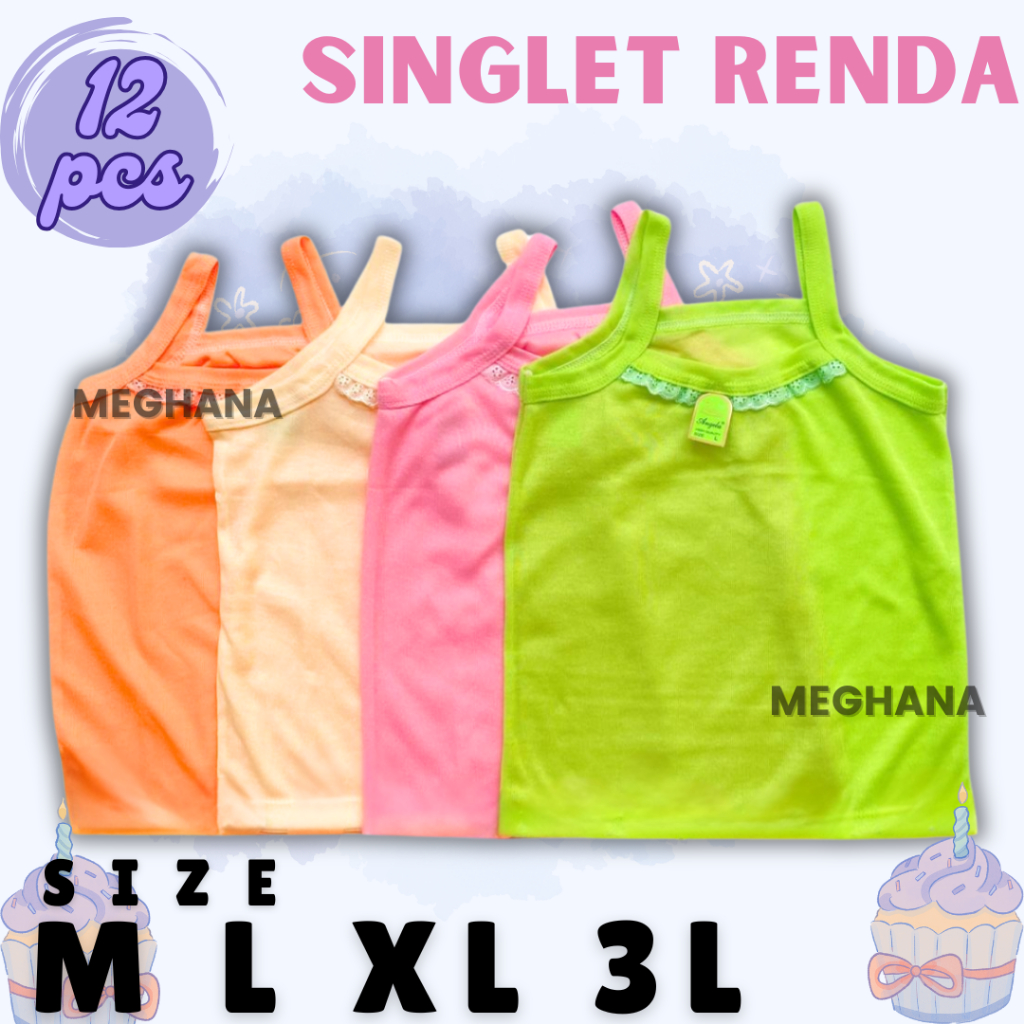 LUSINAN KAOS DALAM ANAK WANITA REMAJA SANDATAN RENDA SIZE M L XL UNTUK ANAK SD SMP