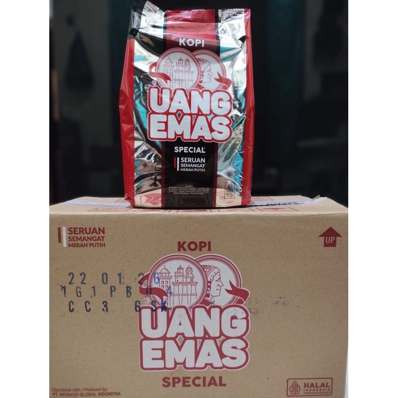 

Kopi Uang Emas 1 Dus 1 Kg x 5 Pak Kopi Hitam 1 Karton