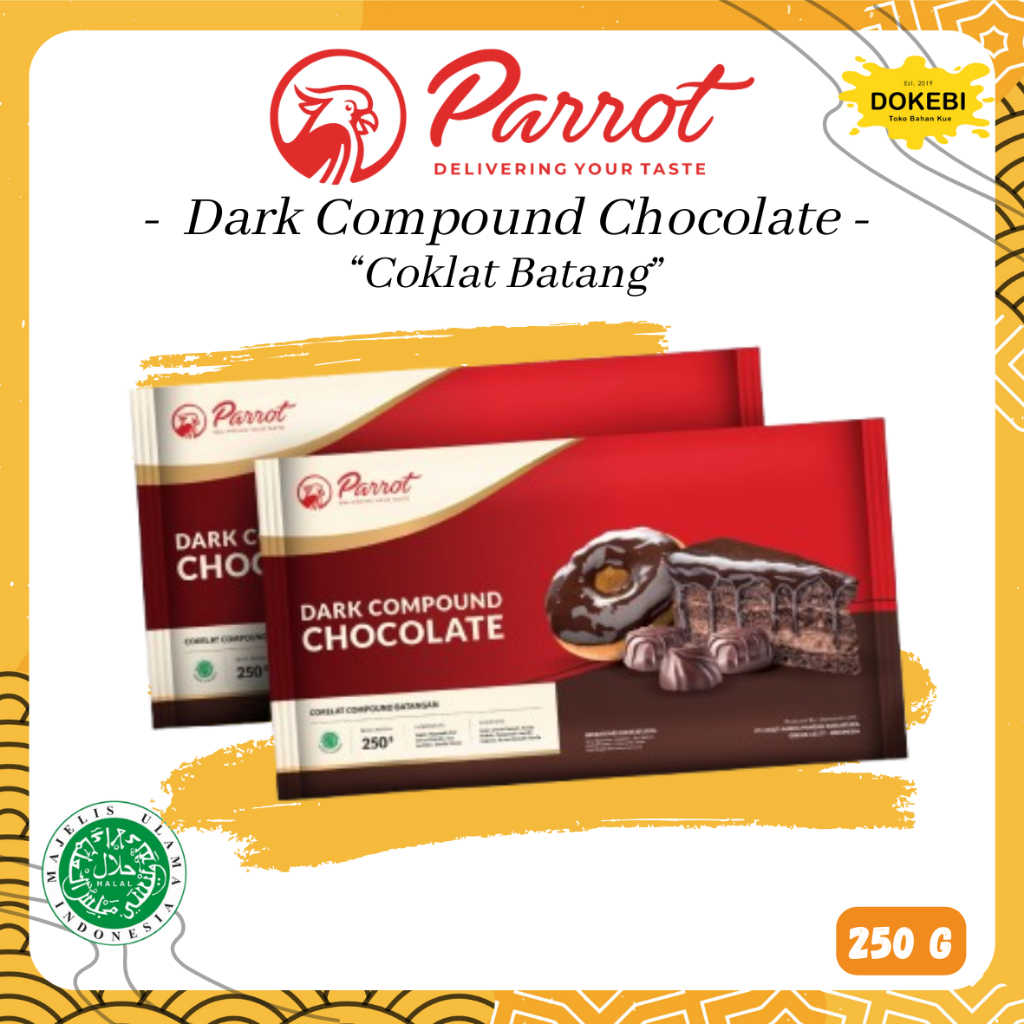 

PARROT DARK COMPOUND CHOCOLATE [250gr & 500gr] Cokelat Masak Cokelat Batang Dark Chocolate