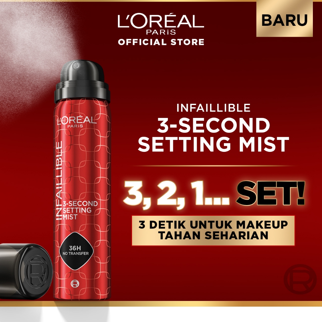 [BARU] L'Oreal Paris Infaillible 3-Second Setting Mist Mengunci Makeup Dalam 3-Detik Selama 36 JAM S