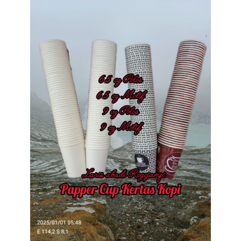 (50pcs) Papper Cup Kertas Kopi Anti Panas / Cup Kopi Polka Dhot Plastik Anti Panas