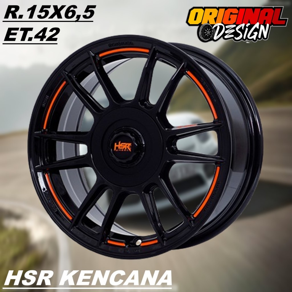 Pelek mobil brio, avanza, sigra, ring 15 lubang baut 4 HSR KENCANA R15 warna hitam