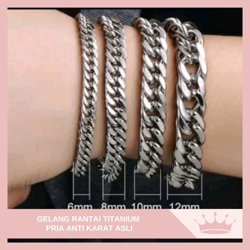 Gelang Rantai Titanium Pria Asli Original Anti Karat / Gelang Rantai Baja