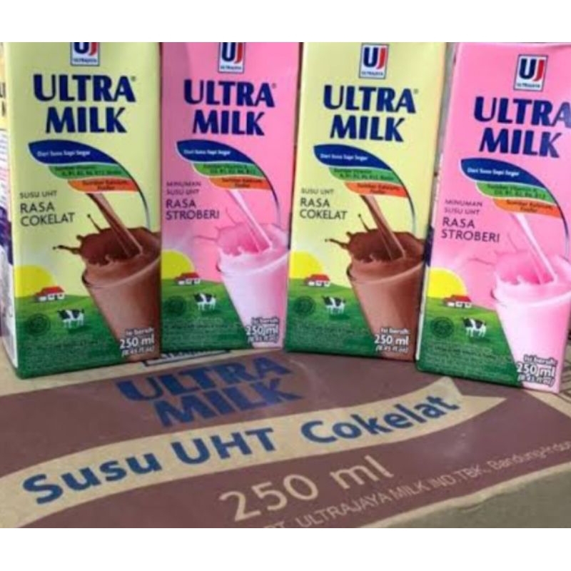 

Susu Ultramilk 250ml Rasa Coklat, Rasa Strawberry 1Dus