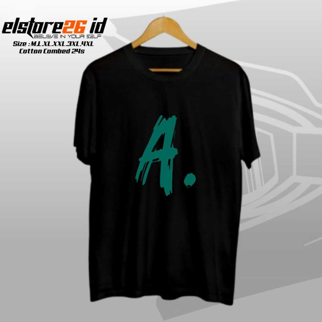 ELSTR26 Baju Kaos Inisial Huruf A,B,C,D,E | Cotton Combed24s Tebal,Halus | Pakaian Pria & Wanita
