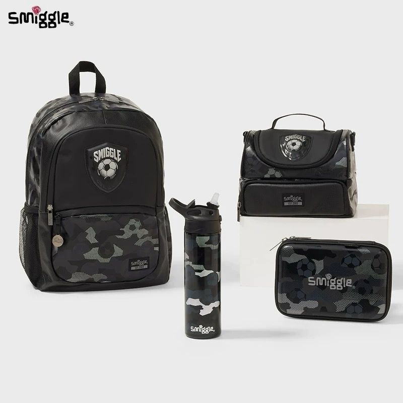 Tas Smiggle Anak Laki - Laki Seri 20th Anniversary Soccer Black & White Ransel Backpack / Lunch Bag 