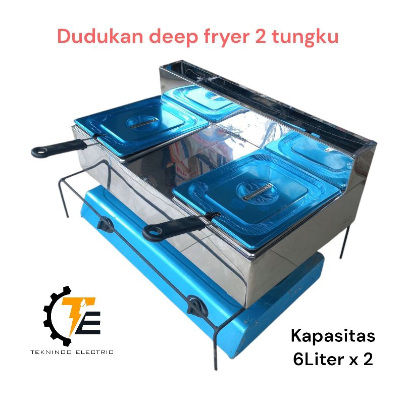 deep fryer penggorengan dudukan deep fryer 2 tungku
