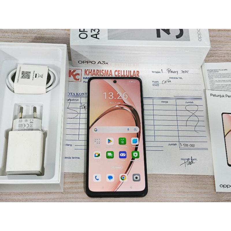 Oppo A3x 4/64 Lengkap 2 Minggu Pakai Second Seken Sekon Garansi Resmi Sein Murah