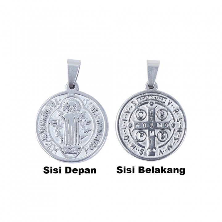 Yeraya Liontin Benediktus Bulat Bolak Balik Kecil Buah Mata Kalung Liontin Bulat Liontin Rohani Pend