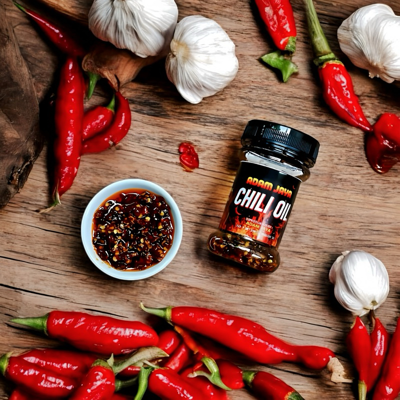 

Chili oil Adam Jaya halal pedas ebi dimsum premium