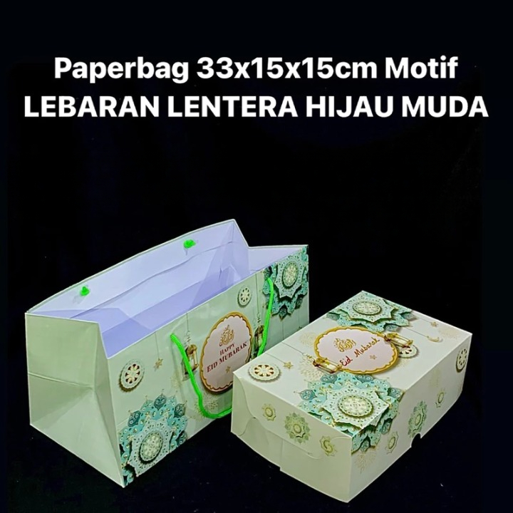 

( 5pcs ) Paperbag Lebaran Tas Bingkisan Box Cake Idul Fitri Goodie Bag Eid Mubarak Ukuran 33x15x15 cm