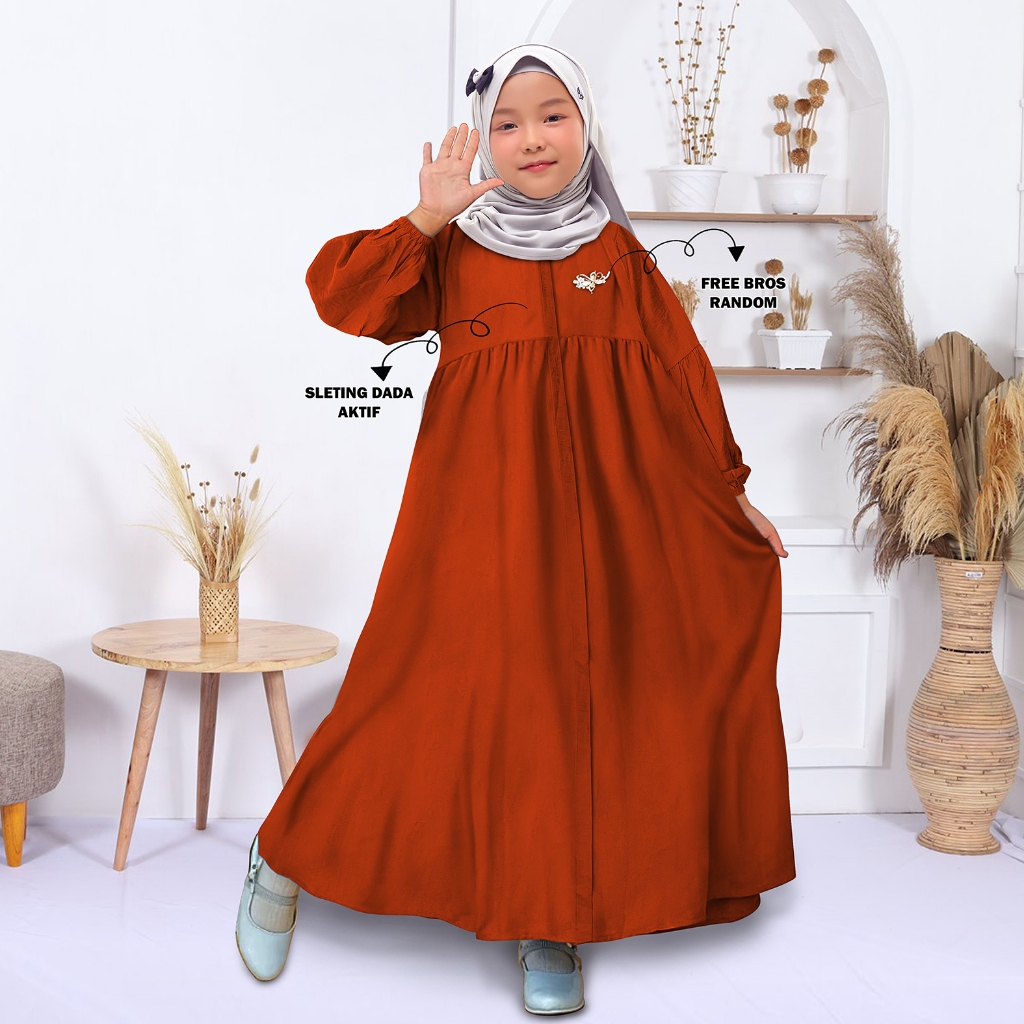 Baju Gamis Zea Isvara Anak Perempuan Polo Linen Bisa Couple Ibu Dan Anak Muslim Dress Cewek Remaja