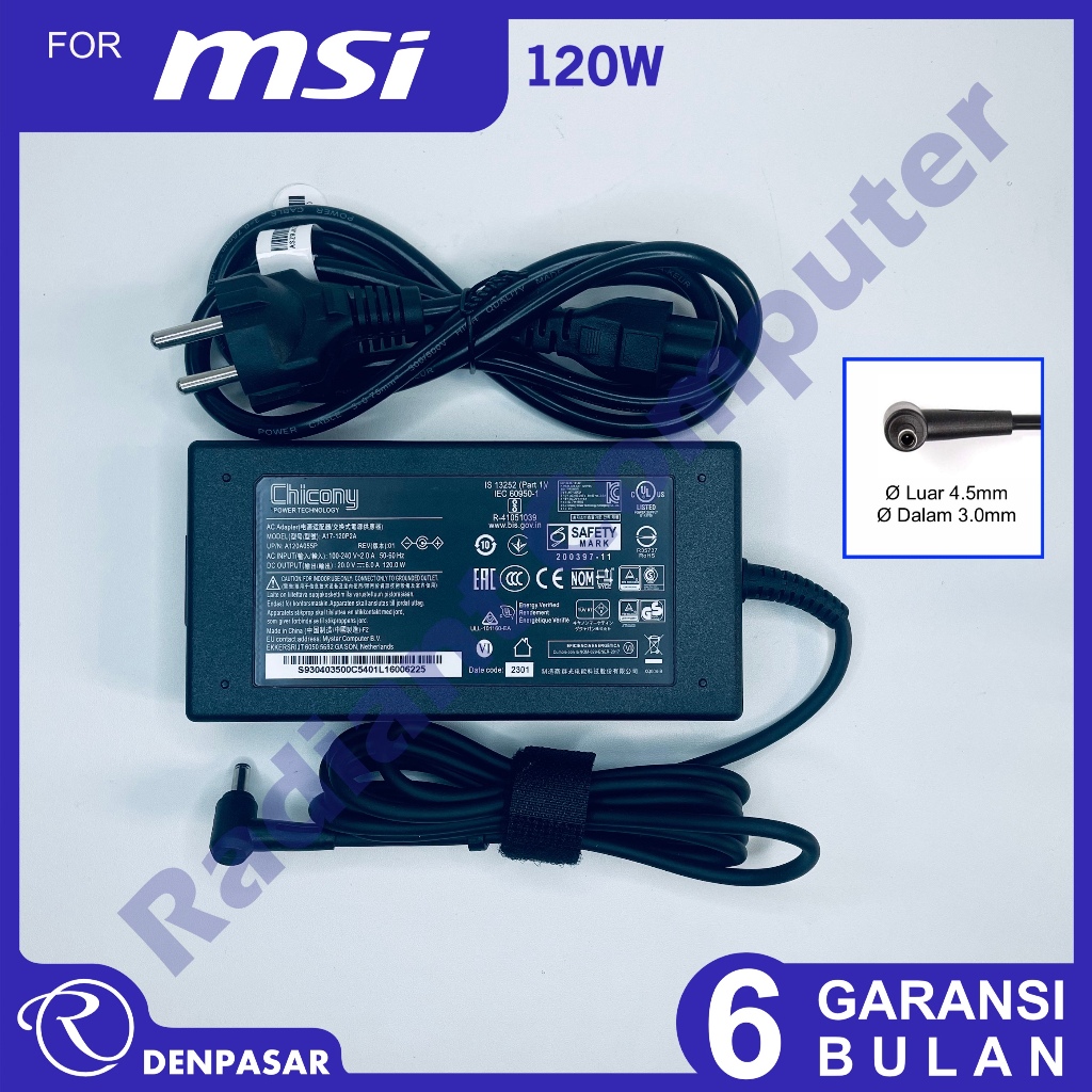 Adaptor Charger MSI Chicony GF63 Thin 10SC 11SC 10UC 10UD 11UD 11UC