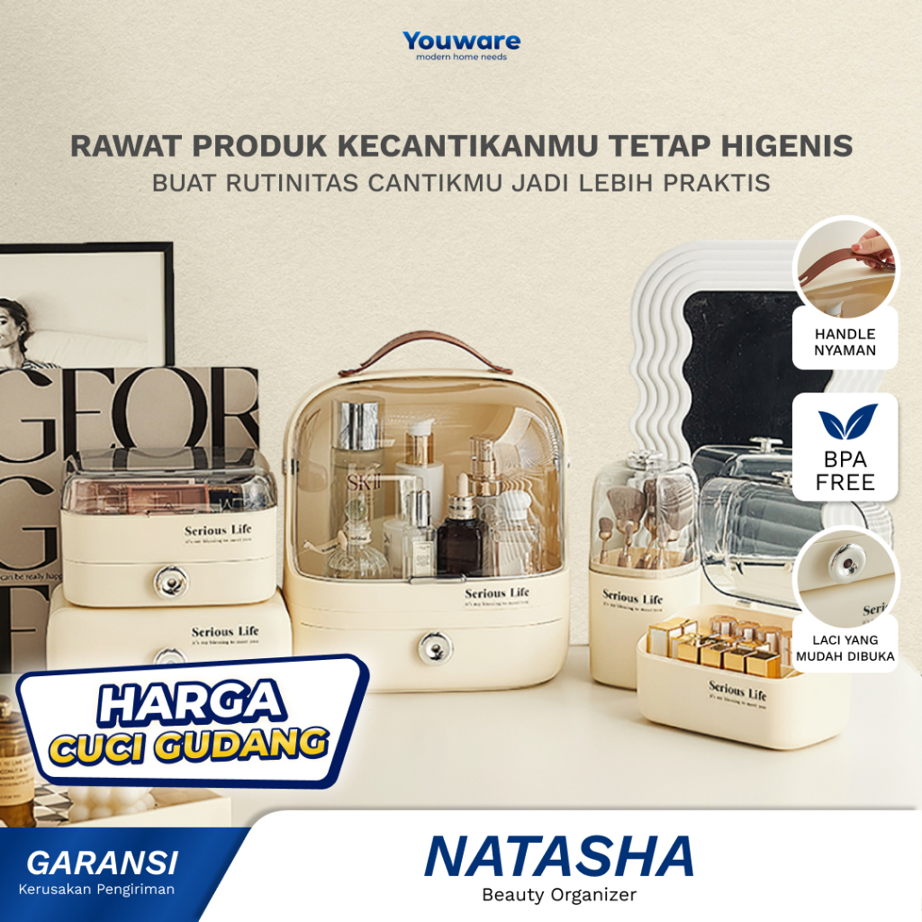 Youware - Natasha Box Akarilik Transparan Penyimpanan MakeUp / Skincare Organizer BPA Free