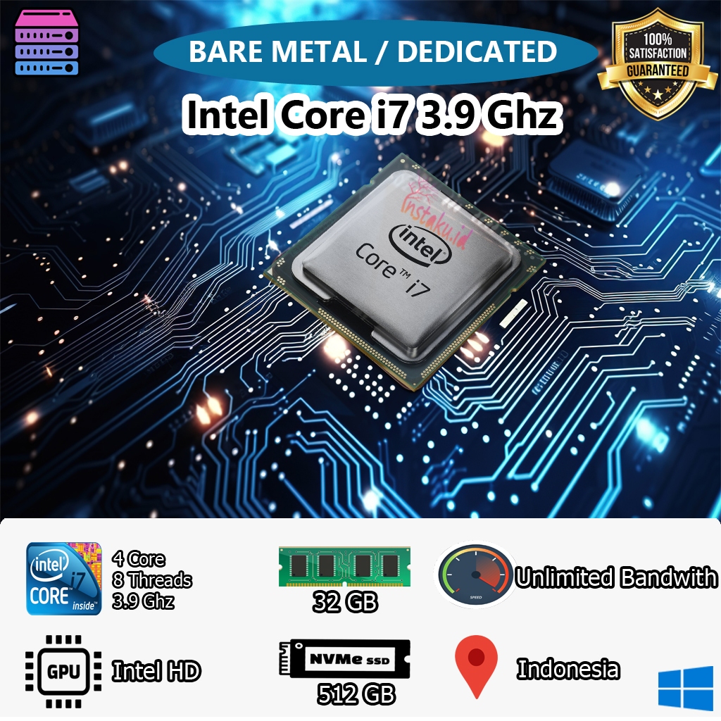 RDP Bare Metal / Dedicated Server / RDP Emulator Intel i7 RAM 32 GB 256 GB SSD Bisa Diperpanjang