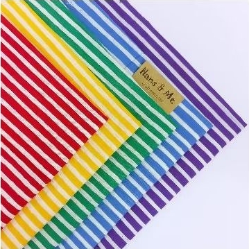 Kain Perca Batik Cap Garis Warna Warni (per set)