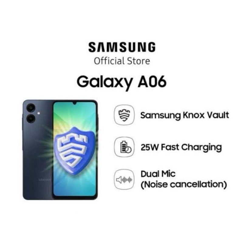 NEW SAMSUNG GALAXY A06 series Ram 4+4gb Storage 128gb GARANSI RESMI.Layar 6,7HD+ PLS LCD 60Hz Refres