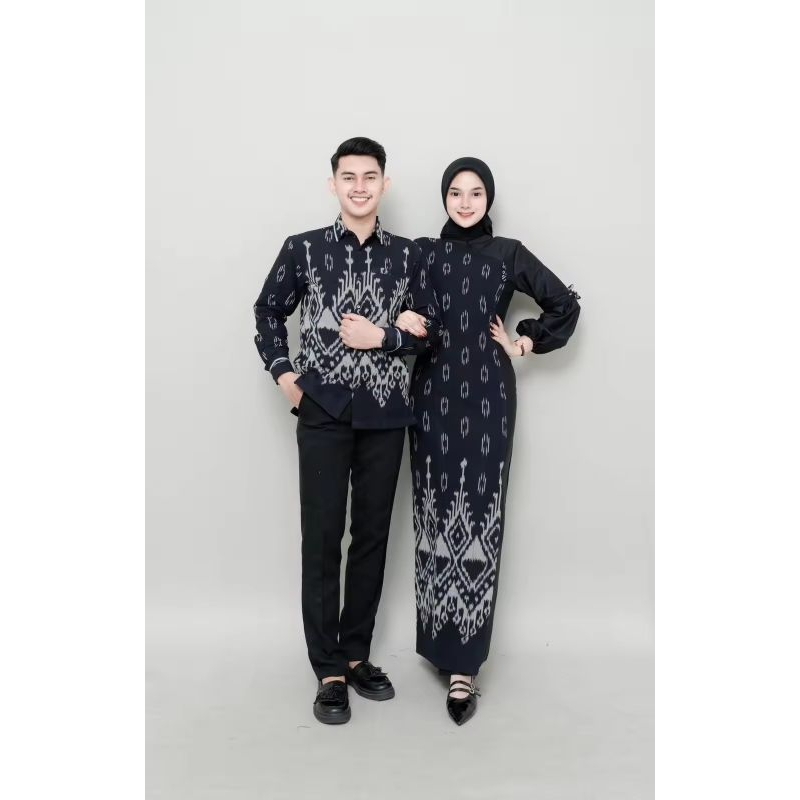 azella gamis tenun couple - gamis tenun azella - baju tenu dress