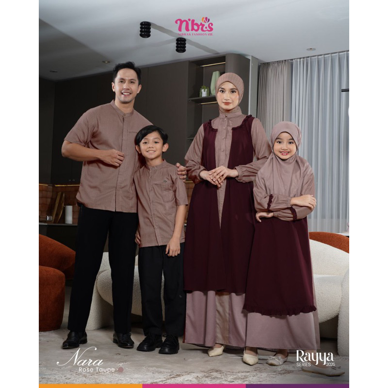 SARIMBIT NIBRAS 2025 NARA ROSE TAUPE RAYYA SERIES 2025 BAJU LEBARAN KELUARGA READYSTOCK