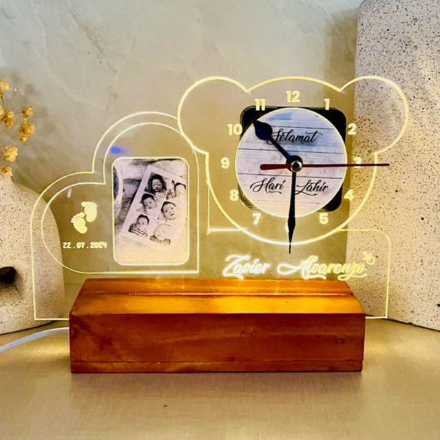B26 - KADO JAM AKRILIK LAMPU TIDUR / KADO UNIK / KADO NIKAHAN / KADO WISUDA / KADO ANNIVERSARY / KAD