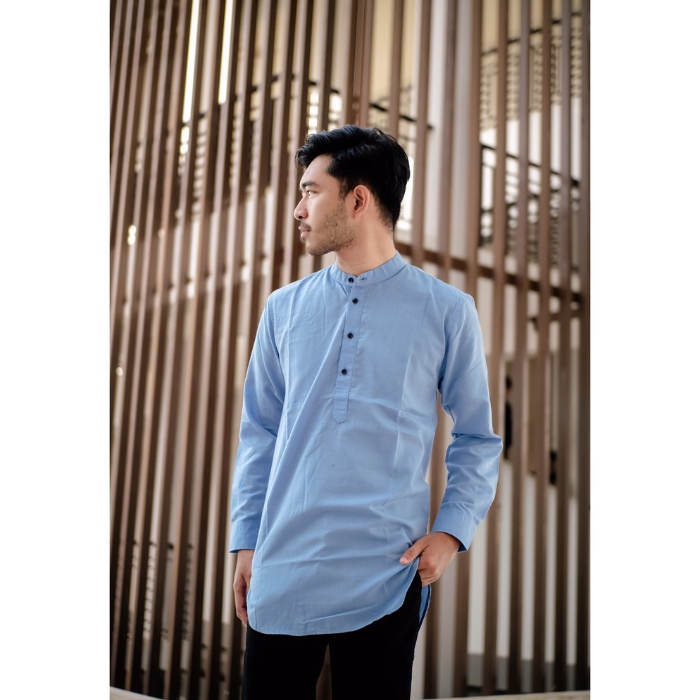 Paling Disukai Baju Koko Kurta Lengan Panjang Warna Biru Muda Biru Laut Ada Big Size Banyak Warna