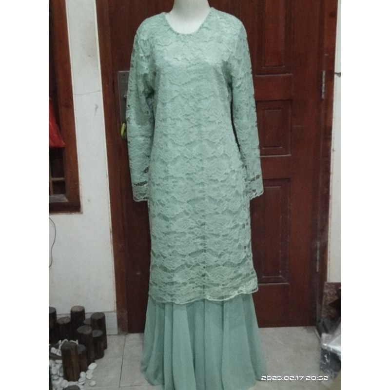 prelovode gamis brokat hijau sage cantik