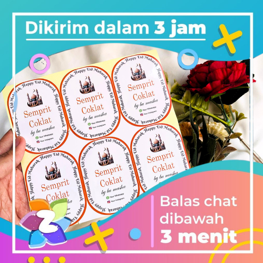 Sticker Edisi Toples Kue Kering Zennida Sticker Custom Oval Label Hampers Chromo Cookies Lebaran