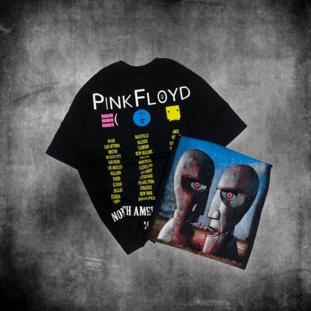 Baju Kaos Pull&Bear Oversize Pink Floyd N.A Tour 1994 - T Shirt Band Vintage Pink Floyd Black 20s