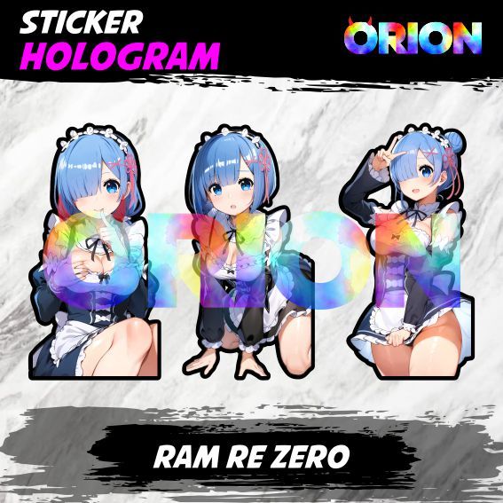 

Sticker Hologram Ram Rem Anime Re Zero Lucu tahan air VAR11 lucu keren untuk hp laptop motor