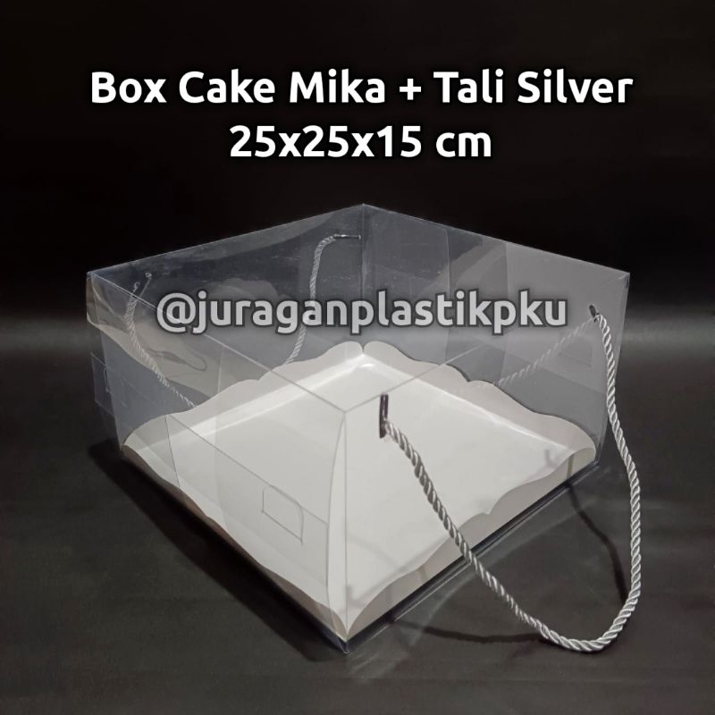 

Box Mika Cake + Tali 25x25x15 cm | Kotak Ivory Handle Transparan 25x25 Kue Tart Bolu Dessert Gift Souvenir Hampers MBX