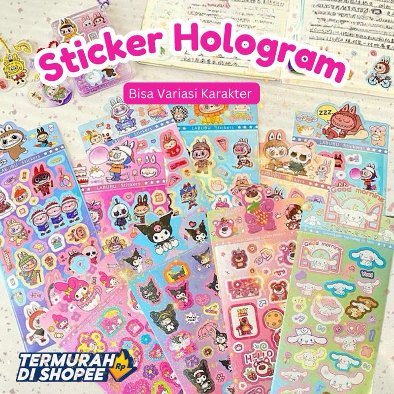 

LABUBU STIKER HOLOGRAM / paper stiker hologram karakter labubu/ stiker anak [EDUFUNTOYS]