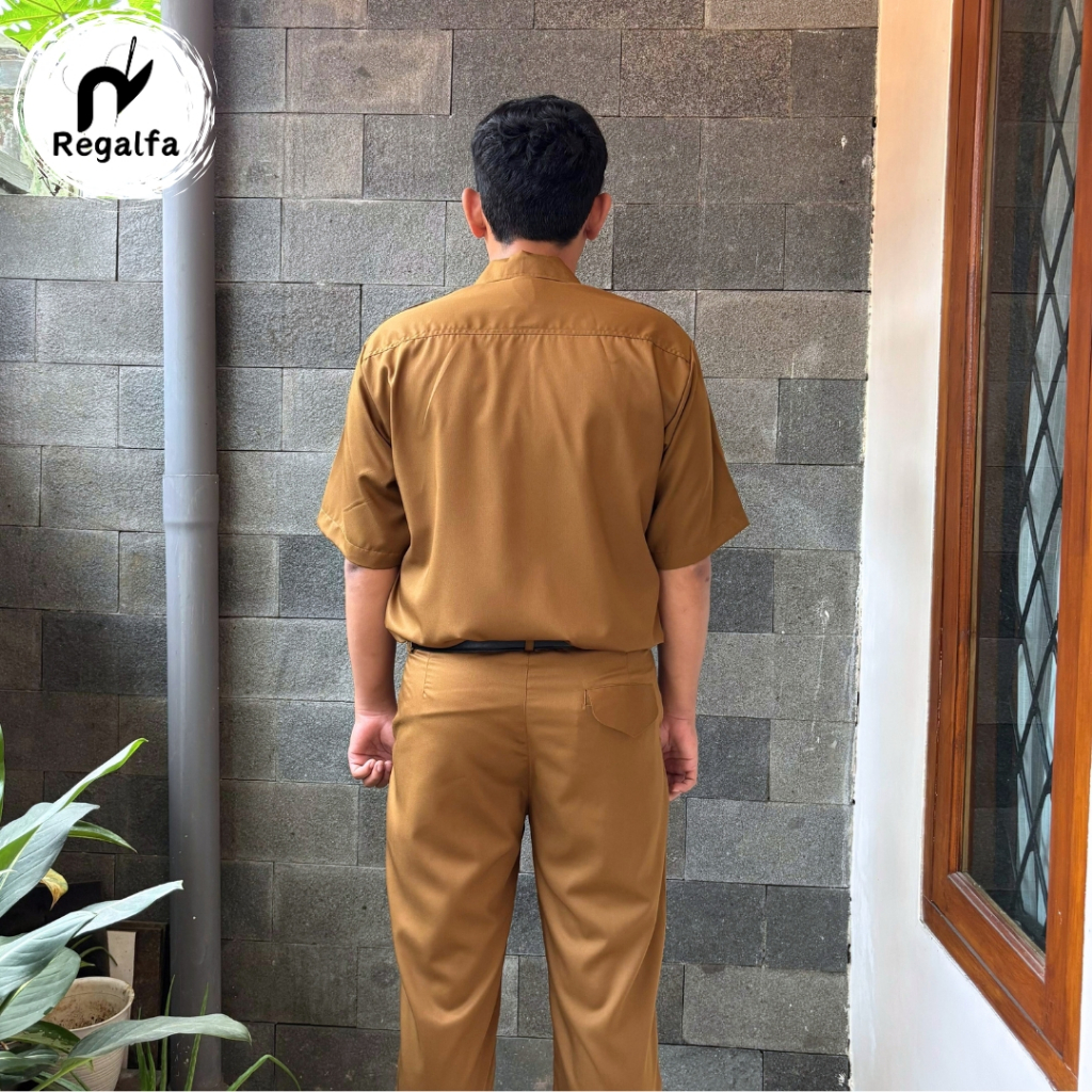 Setelan Baju Seragam Khaki Pdh Pemda Pria Resmi Model Lengan Pendek Bahan Katun Dinas Pns Asn