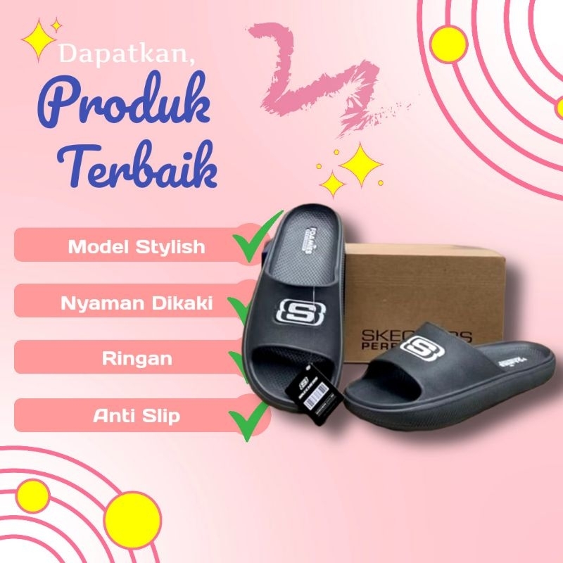 SANDAL SLOP SKECHER PRIA EMBOSSE LOGO SANDAL SKECHER PREMIUM