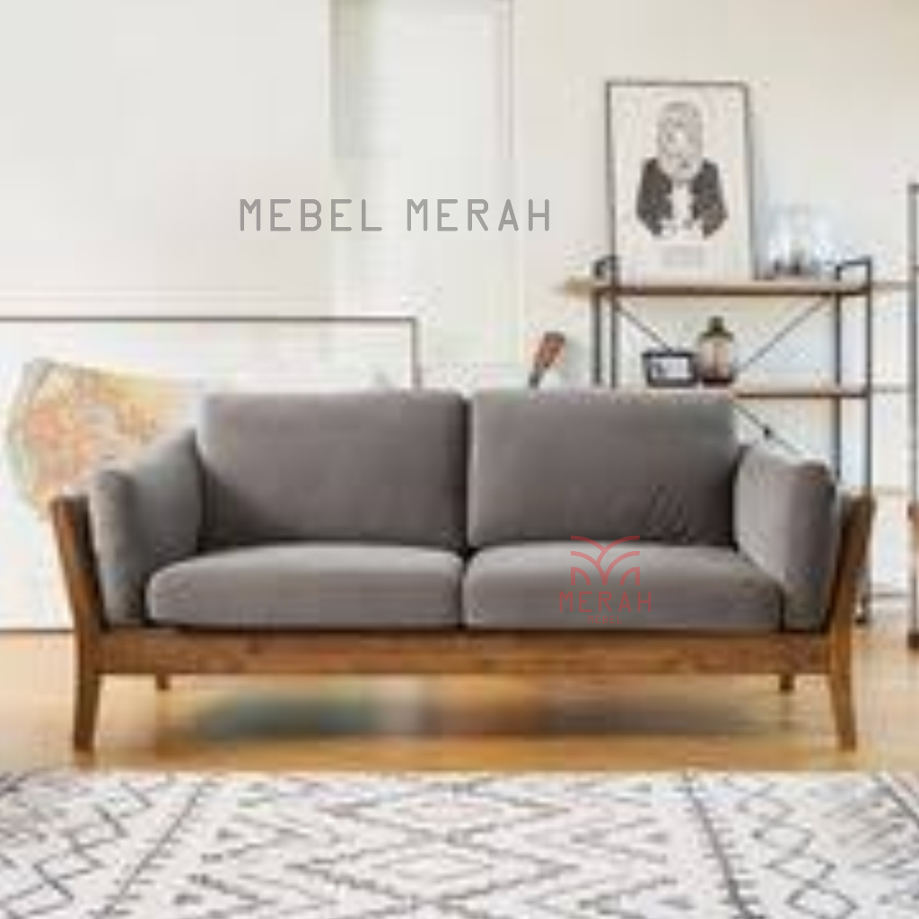 Sofa Kayu Jati - Sofa Ruang Tamu - Sofa Minimalis- Sofa Murah - Sofa Klasik - Mebel Merah