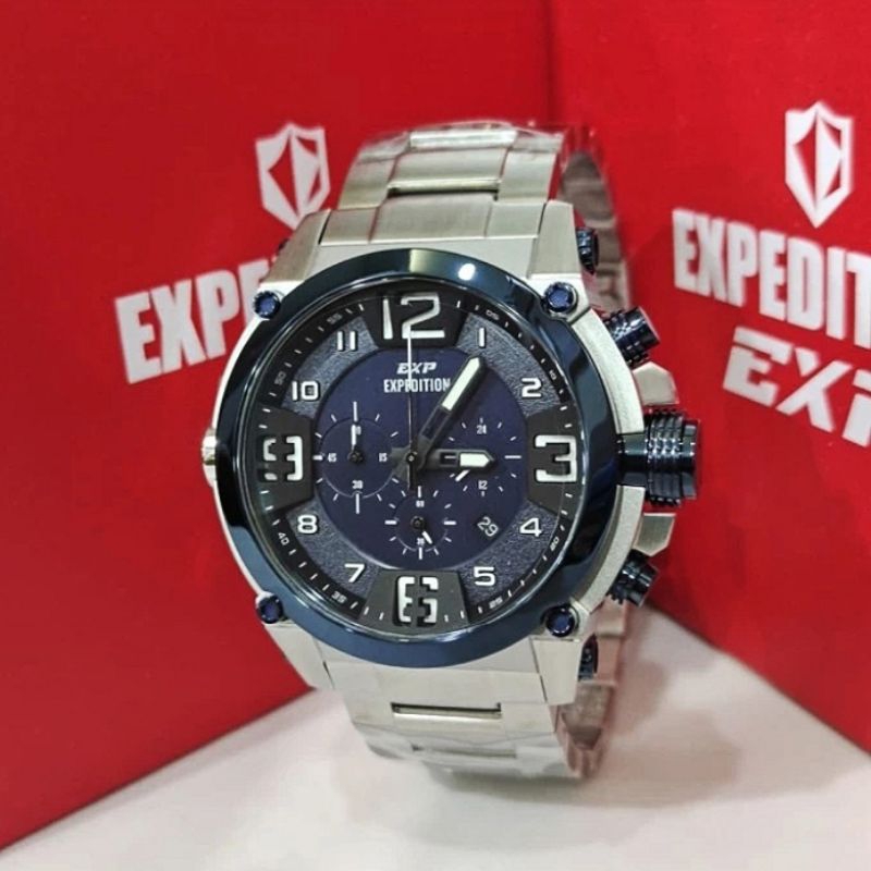 jam Tangan pria expedition e6605 silver blue original stell