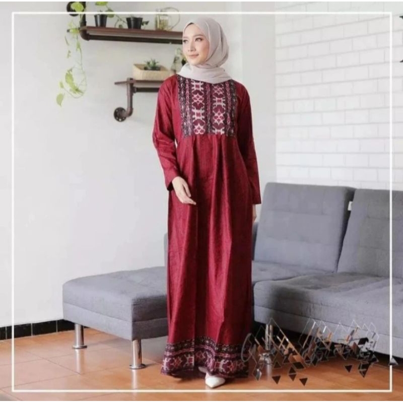 Busana Muslim Wanita Baju Gamis Batik Terbaru / Gamis Batik Katun 2 Series Warna