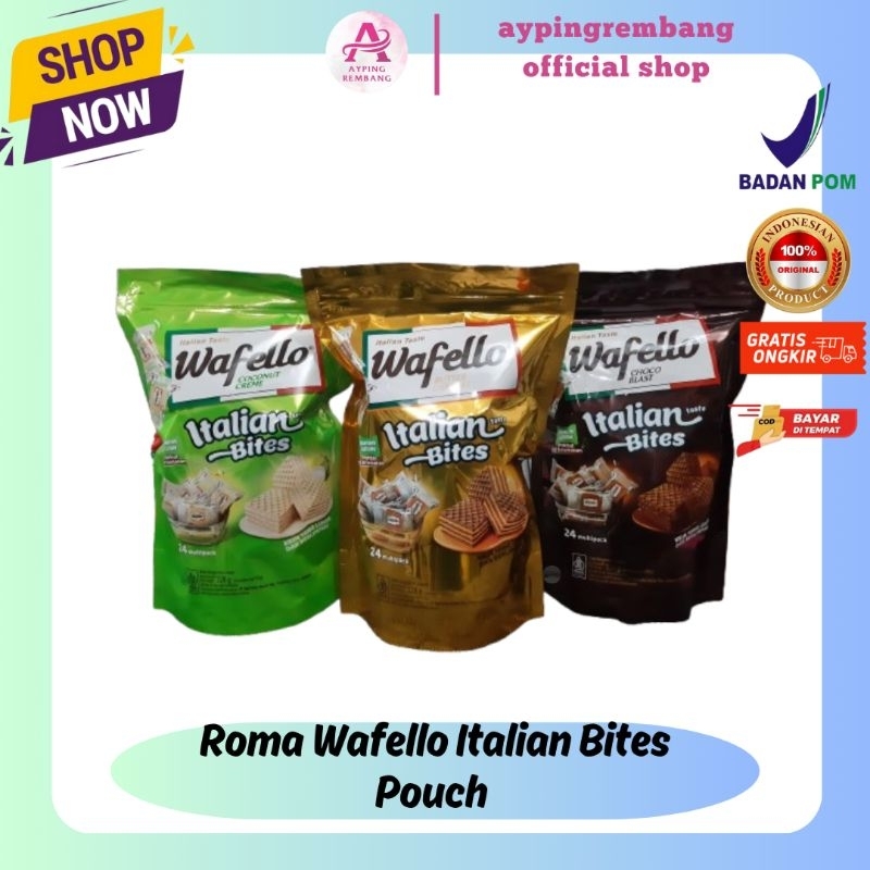 

Roma Wafello Pouch Rasa Coklat 234gr | Butter Caramel 228gr | Coconut Creme 228gr