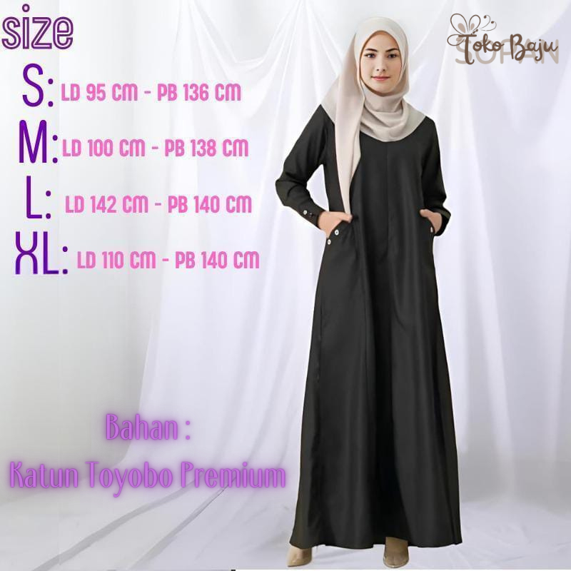 TokoBajuSopan Gamis Wanita Dewasa Remaja Baju Muslim Cewek Model Milenial Polos Bahan Katun Premium