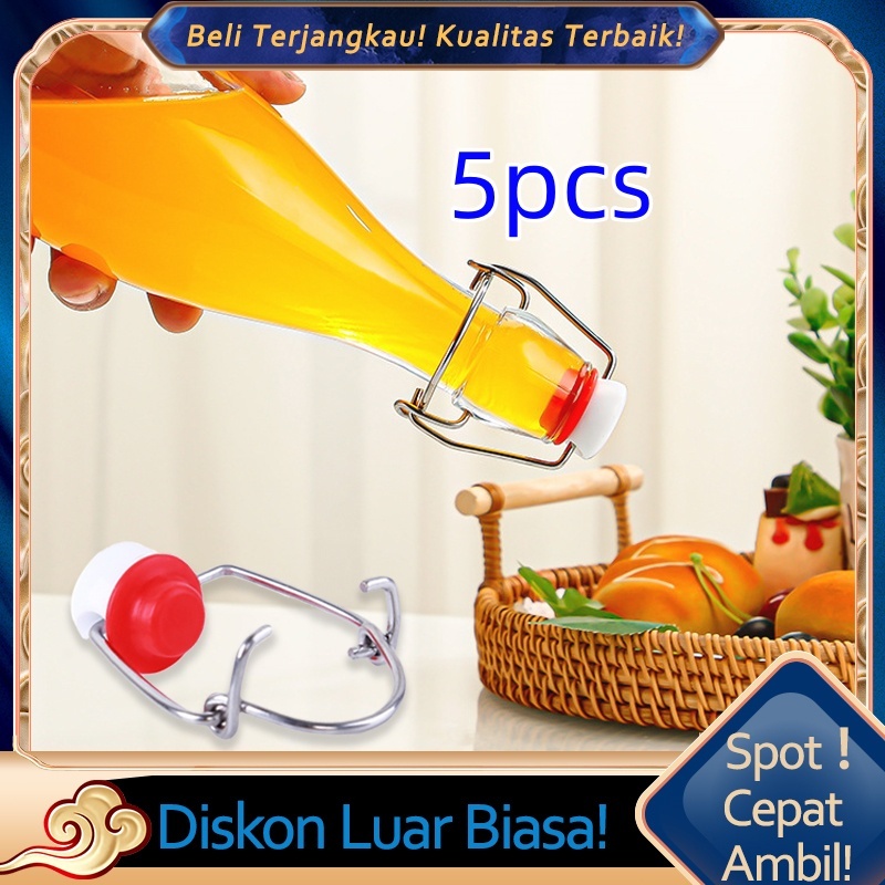 5pcs Sumbat Botol Kaca Tutup Botol Kaca Ayun Tutup Botol