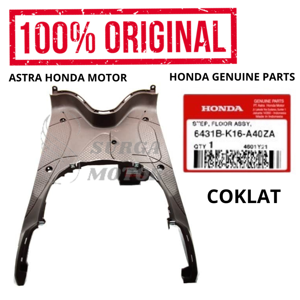 Cover Lantai Pijakan Kaki Coklat Scoopy eSP K16 Original Honda AHM 6431B-K16-A40ZA Step Floor Assy I