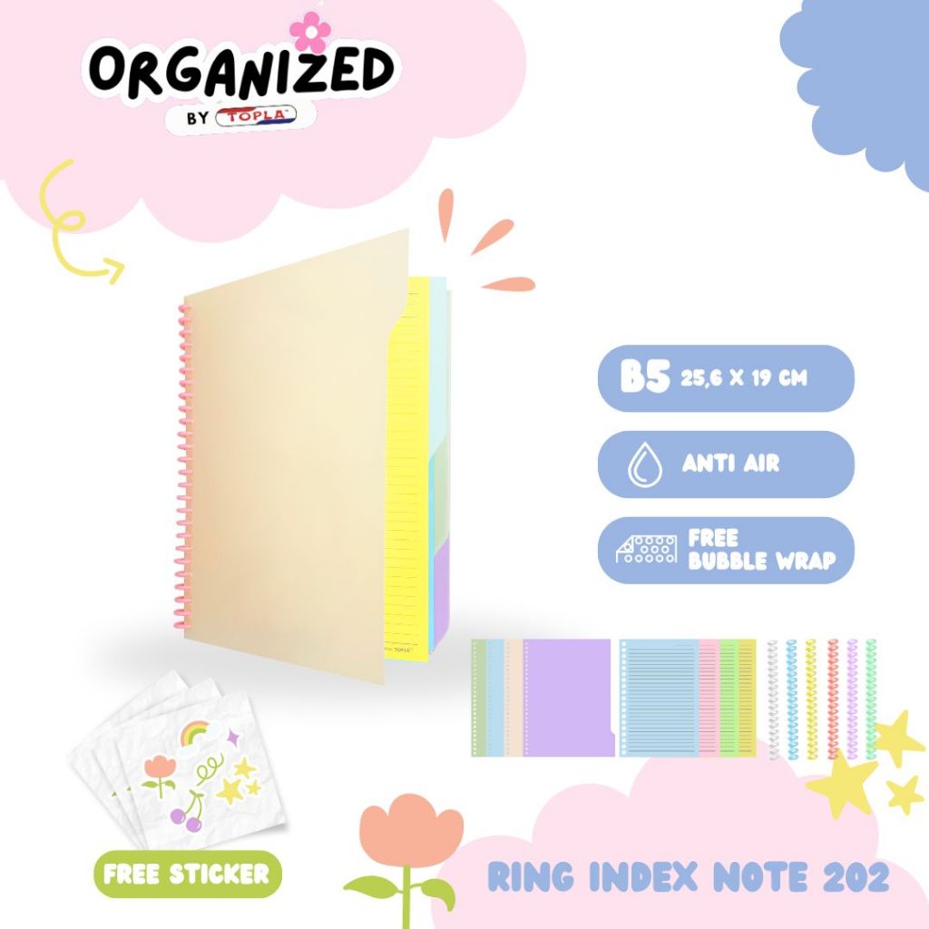 

Ring Index Notebook Buku catatan spiral binder notebook DIY sekolah kuliah isi ulang ukuran B5 Topla