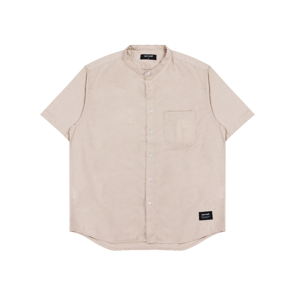 Kemeja Koko Pria Shanghai Polos Lengan Pendek Katun Cream / Baju Koko Pria Polos Katun Krem BAFFARO 