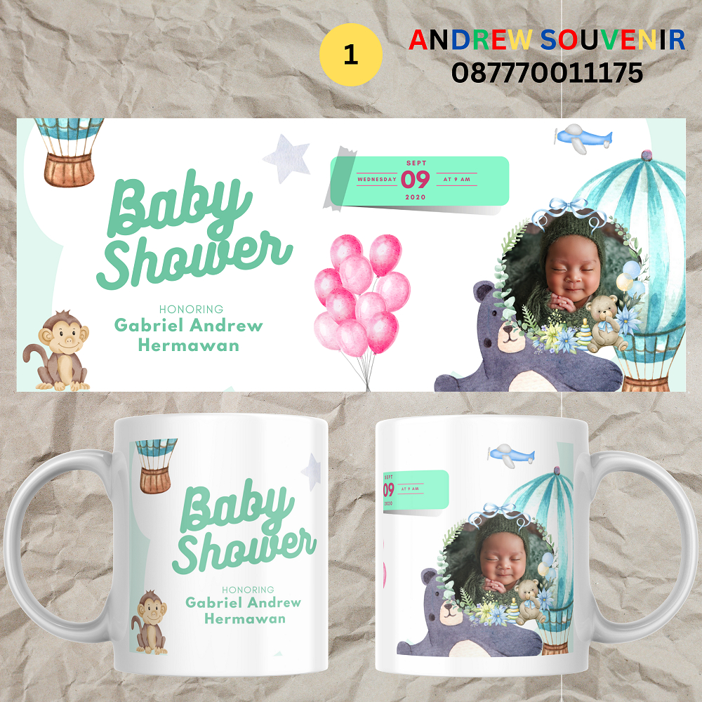 Mug Custom Baby Shower / Sablon Custom Mug Sublimasi untuk Souvenir Kelahiran Bayi