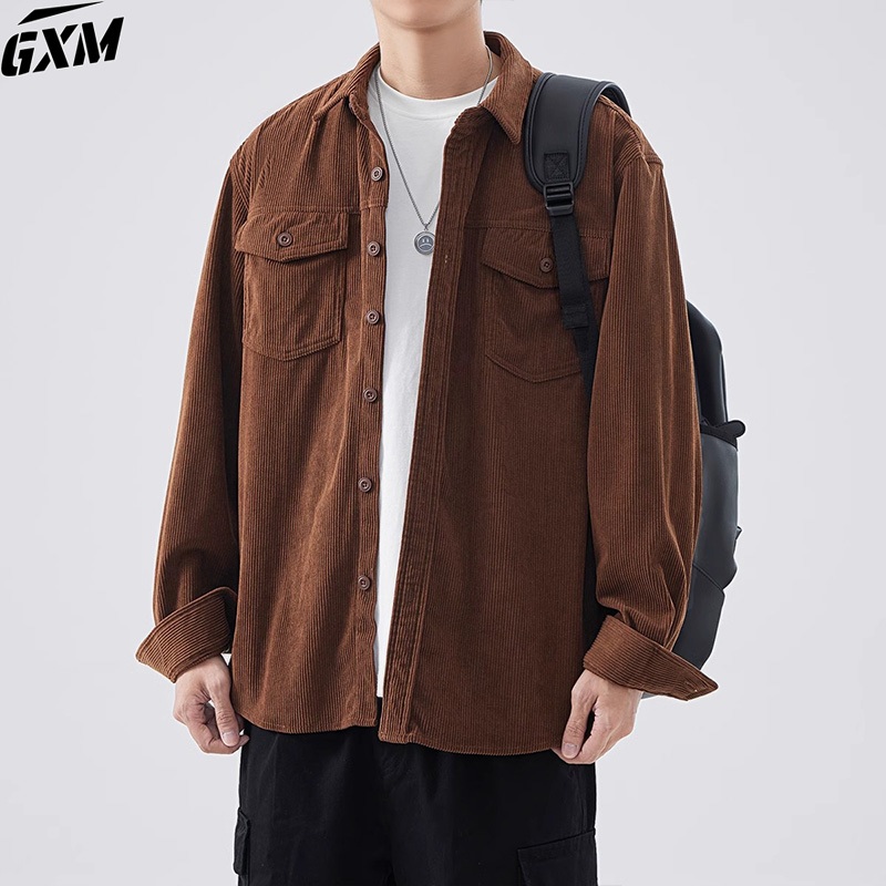 100% aman gxm jaket corduroy pria jumbo m-5xl jaket pria korean style oversized t shirt vintage
