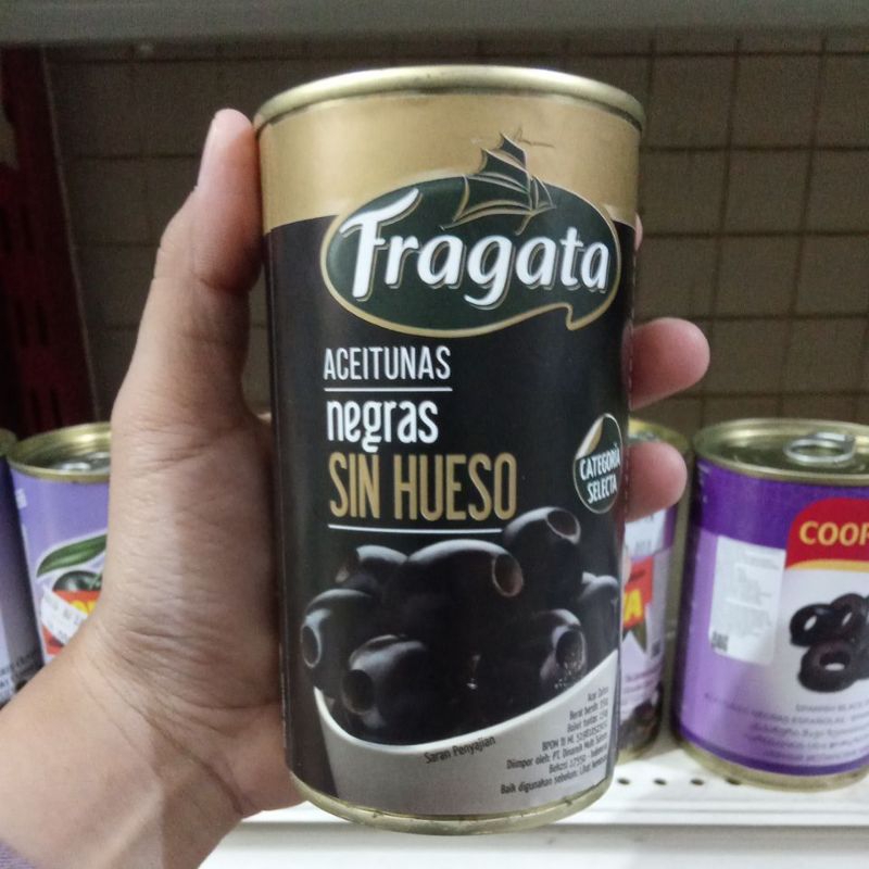 

fragata Acar Zaitun Aceitunas negras Sin Hueso berat bersih 350gr
