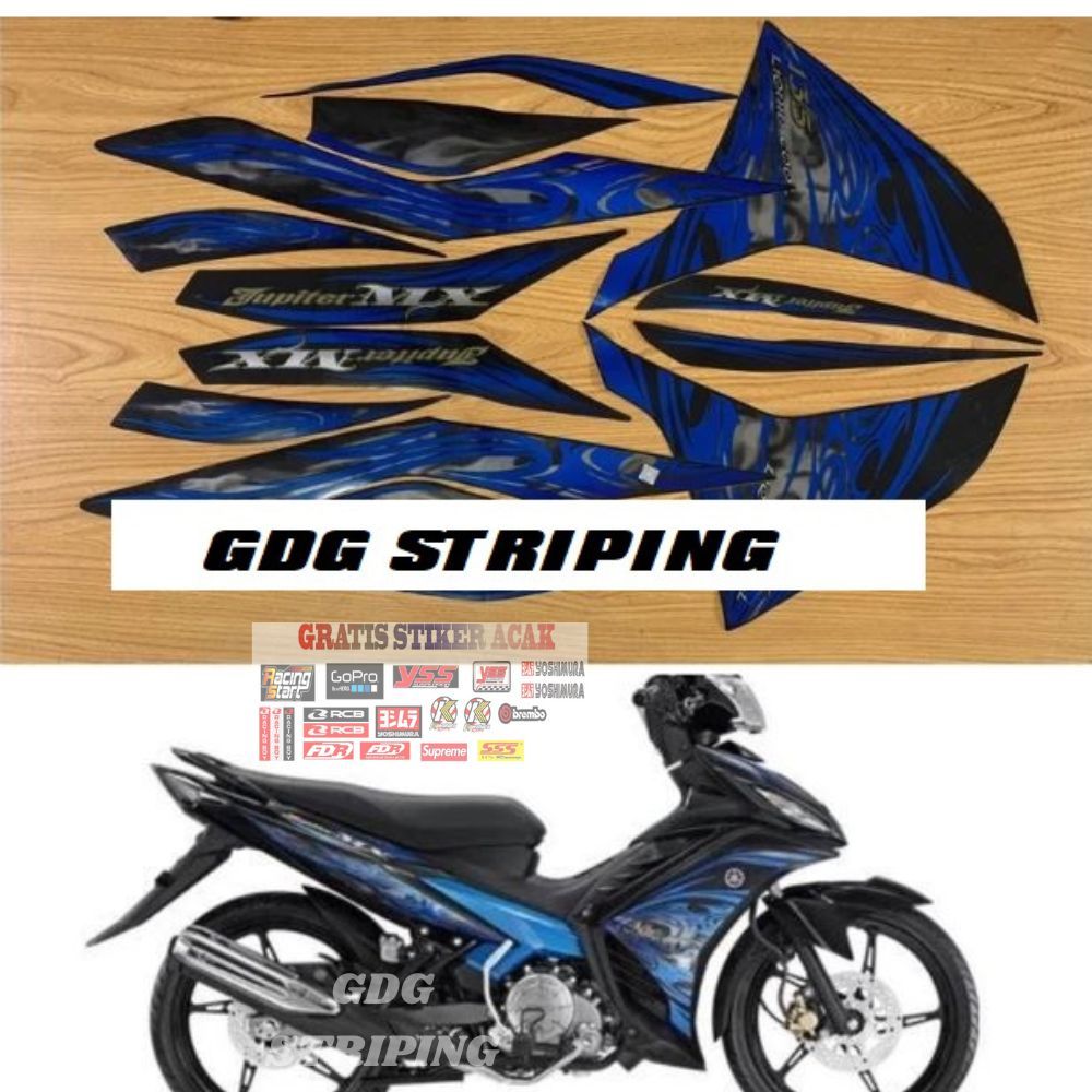 Striping Stiker Yamaha Jupiter MX 135 2011 Biru Murah GDG