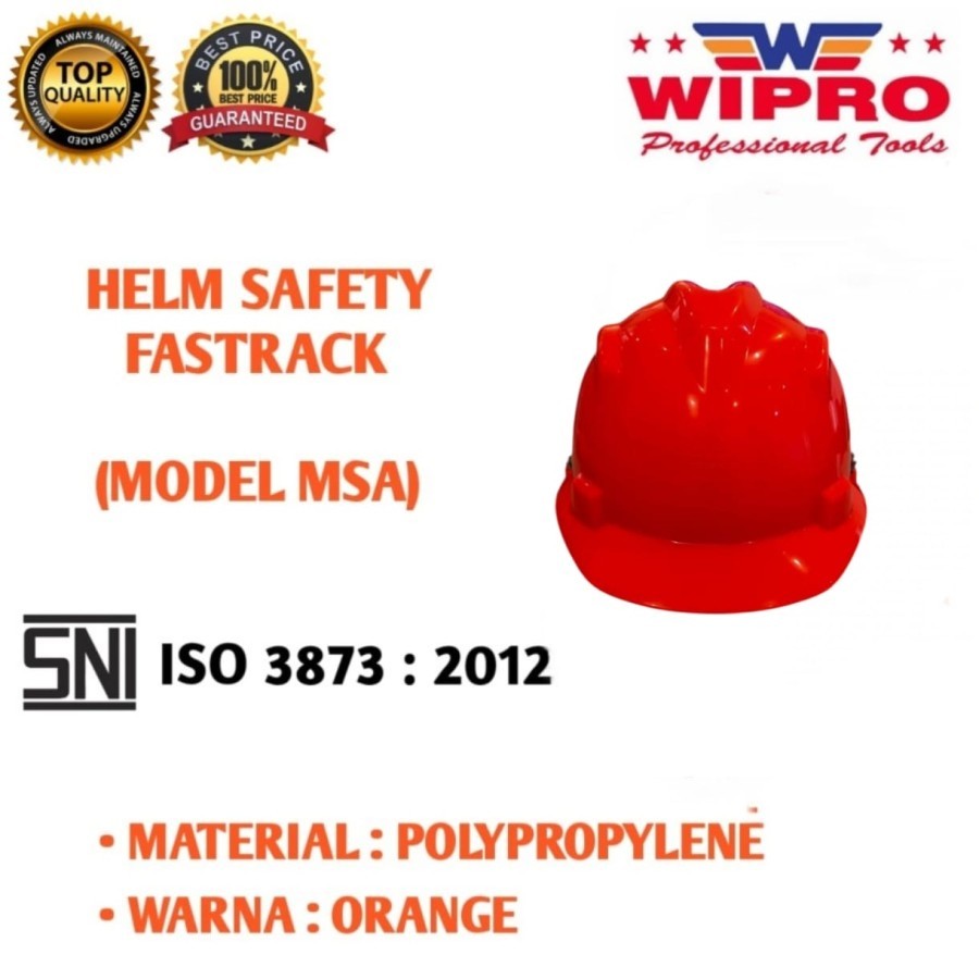 Helm Safety Proyek Model MSA Merk Wipro Orange Wipro Helm Proyek warna Orange tipe putar Helm Proyek