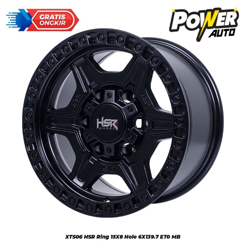 Velg HSR XTS06 Ring 15 Model OFFROAD Lobang 6 untuk Hilux Triton Blazer Panther Touring