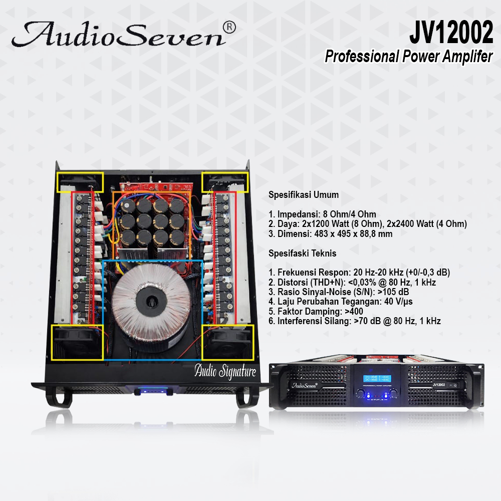 Power Amplifier 2 Channel AUDIO SEVEN JV 12002 | JV12002 Original 2 x 1200 Watt